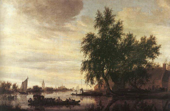 Saloman van Ruysdael The Ferryboat Norge oil painting art